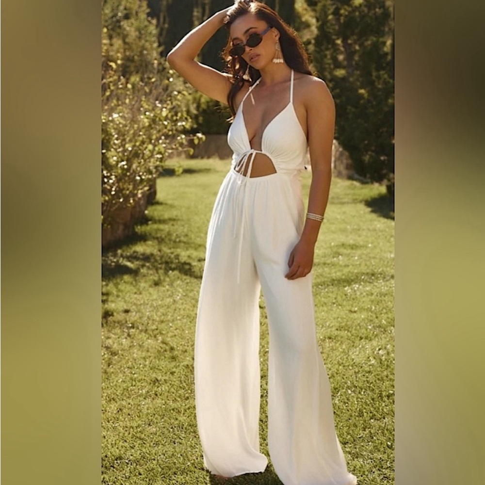 Augustine white halter jumpsuit from 12th Tribe